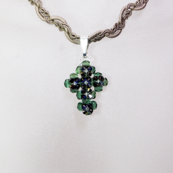 Pendant 40cm - Rusalka-Khaki Braid - Pendant 40cm - Laiton argenté